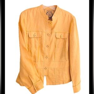 Coldwater Creek "Celebrate Your Spirit" Linen Jacket  Sunflower Yellow Size 14